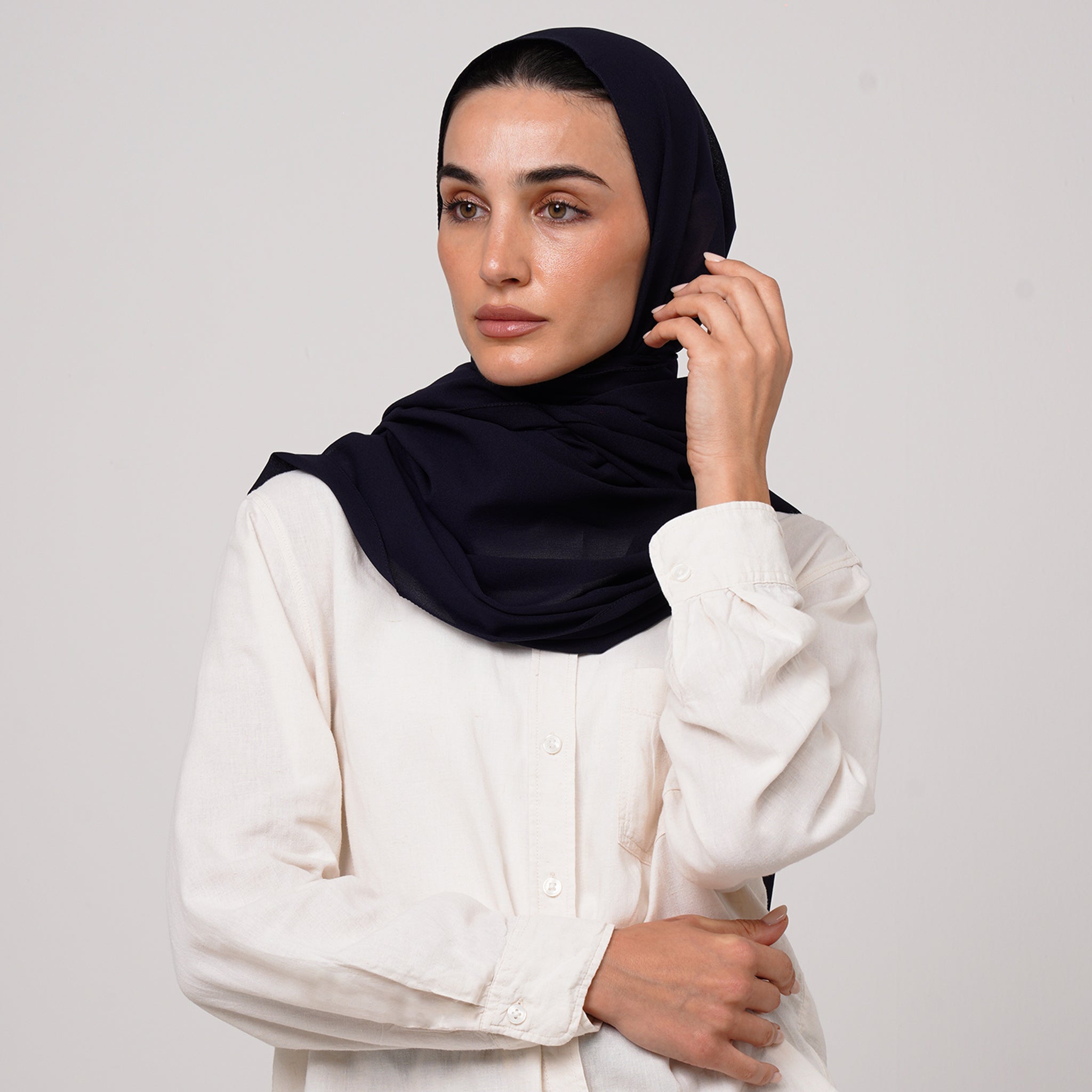 Premium Chiffon Hijab -Navy Blue