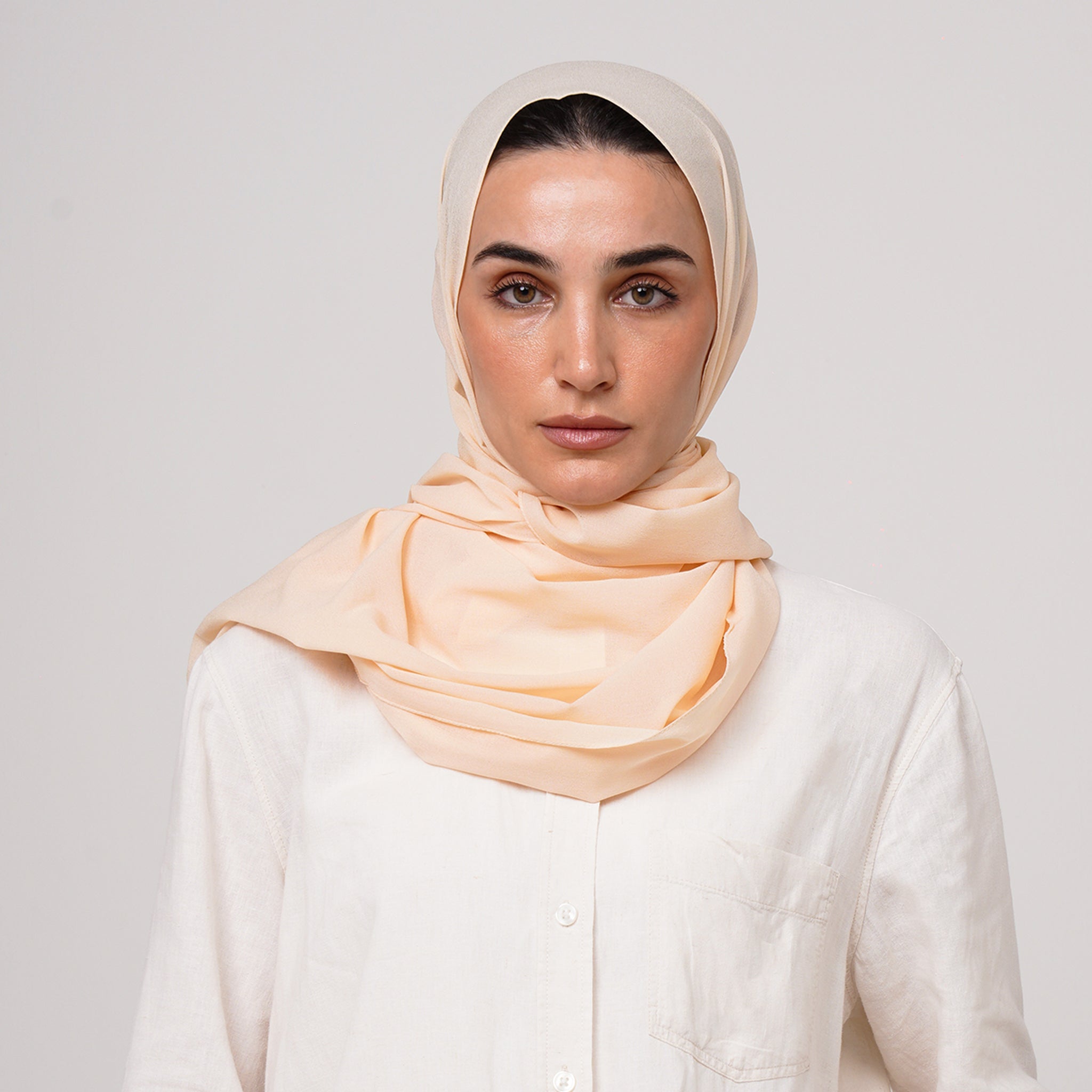 Double Stretch Chiffon Hijab - Peach Cream