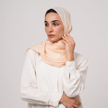Double Stretch Chiffon Hijab - Peach Cream