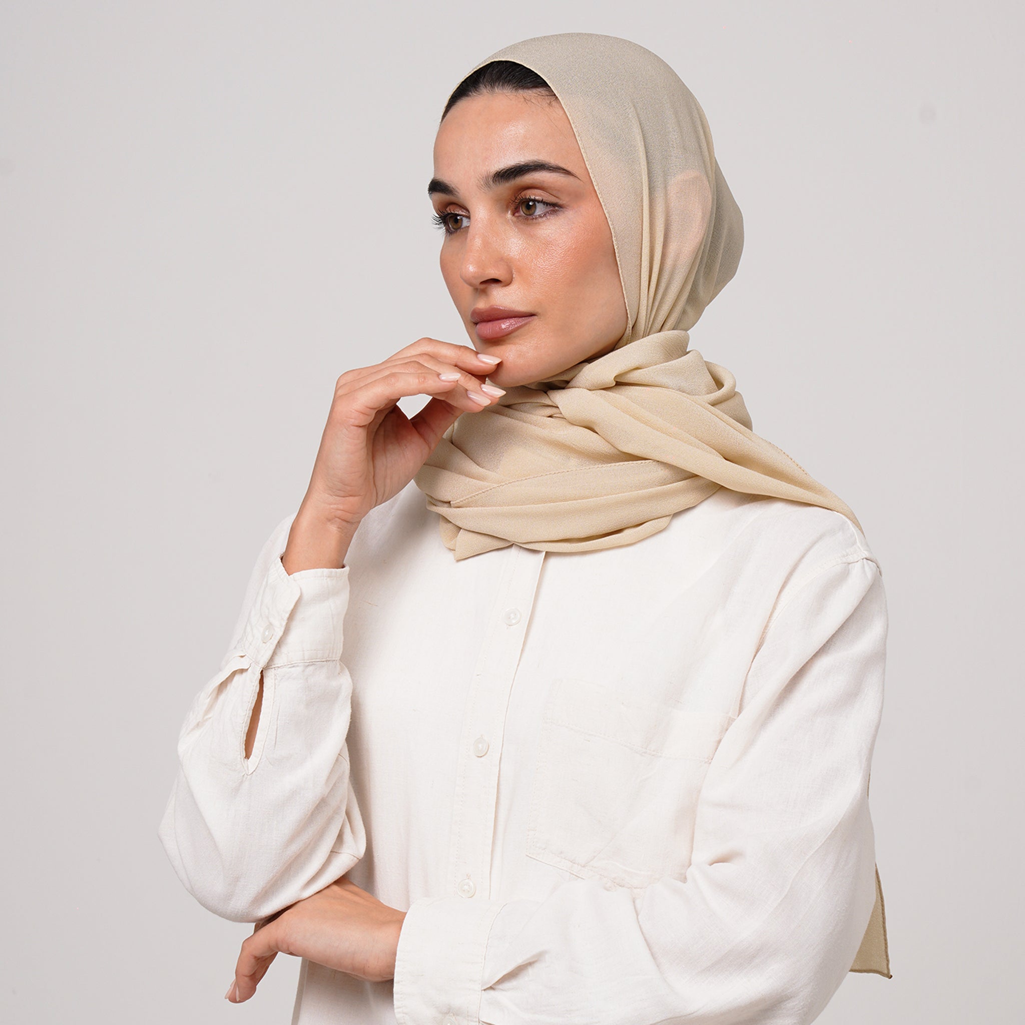 Premium Chiffon Hijab - Beige