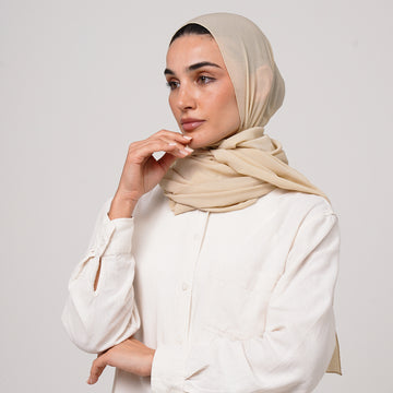 Double Stretch Chiffon Hijab - Vanilla Beige