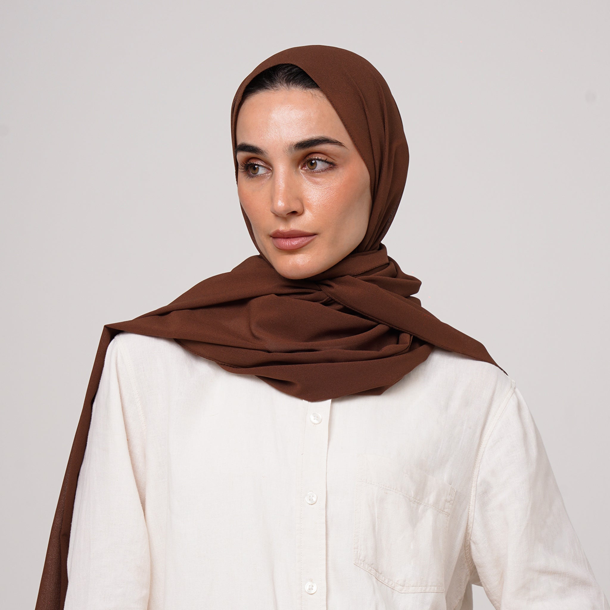 Premium Chiffon Hijab - Brown