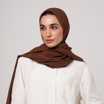 Double Stretch Chiffon Hijab - Cinnamon Brown