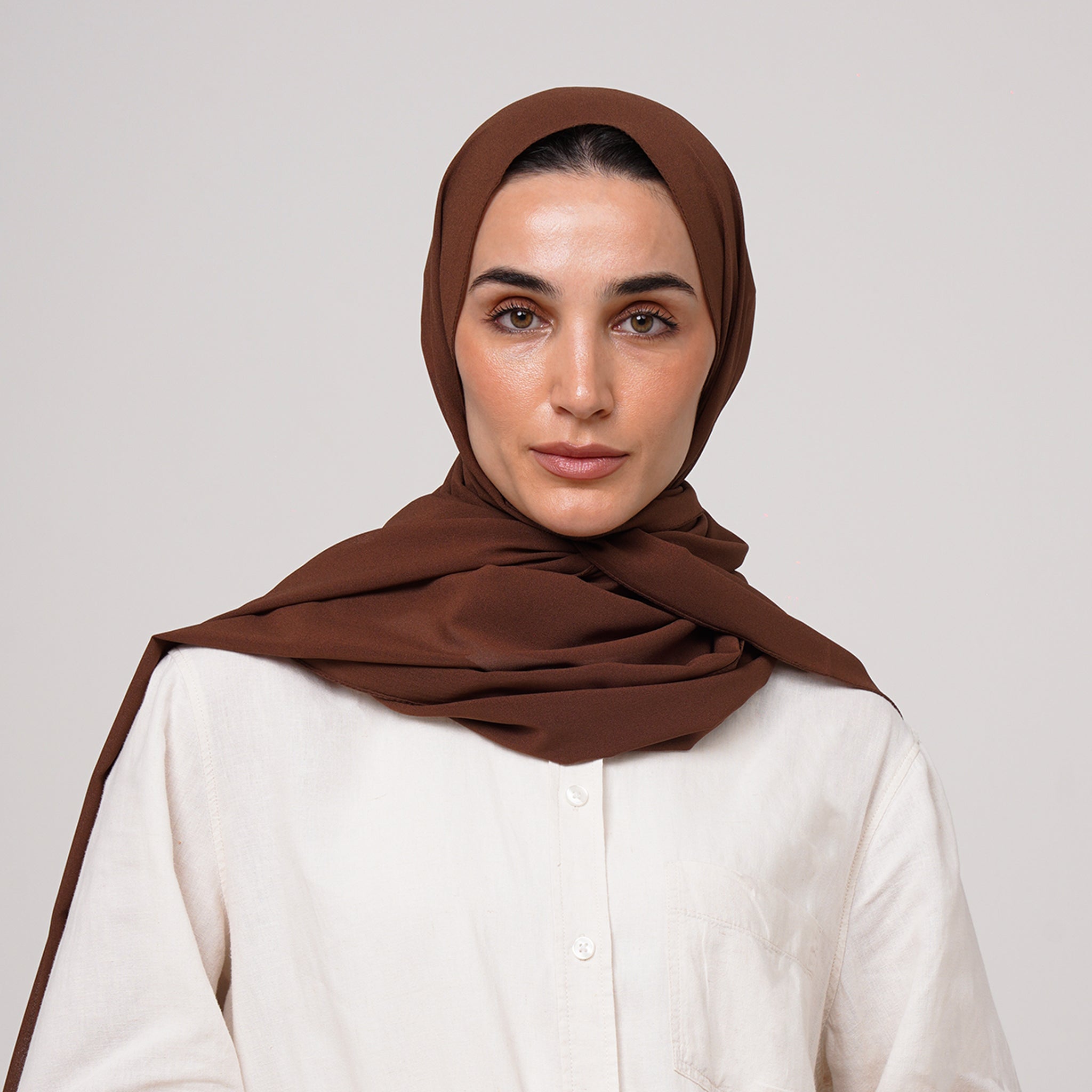 Double Stretch Chiffon Hijab - Cinnamon Brown