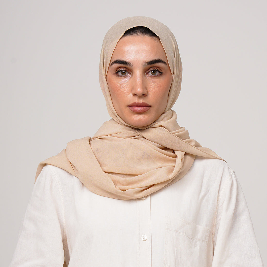 Premium Chiffon Hijab - Cream Beige