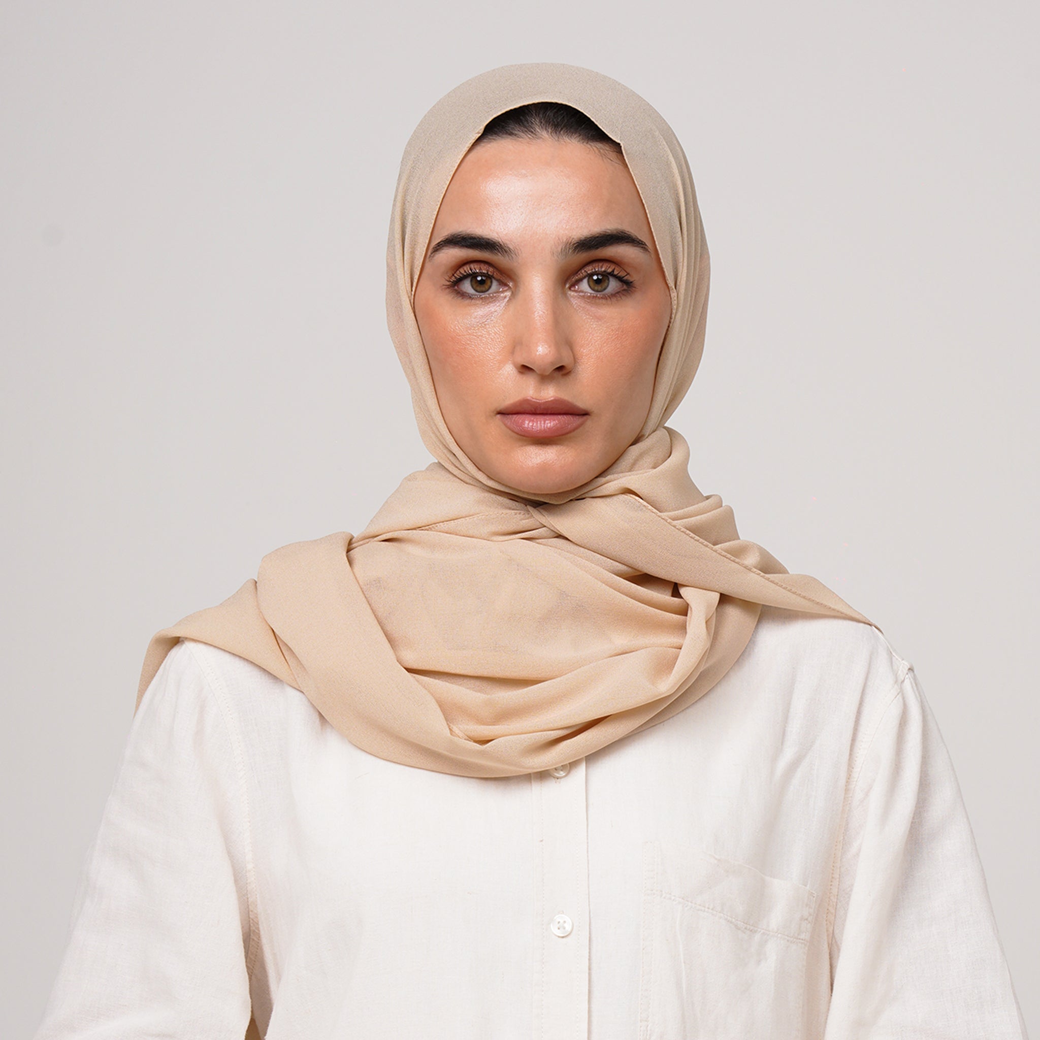 Premium Chiffon Hijab - Cream Beige