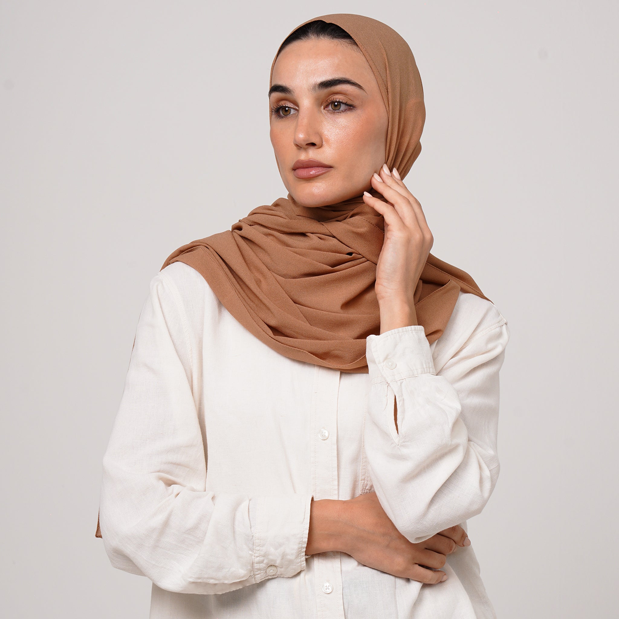 Premium Chiffon Hijab - Caramel