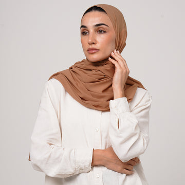Double Stretch Chiffon Hijab - Toffee Beige