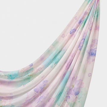 Printed Chiffon Hijab - Watercolor Wisteria