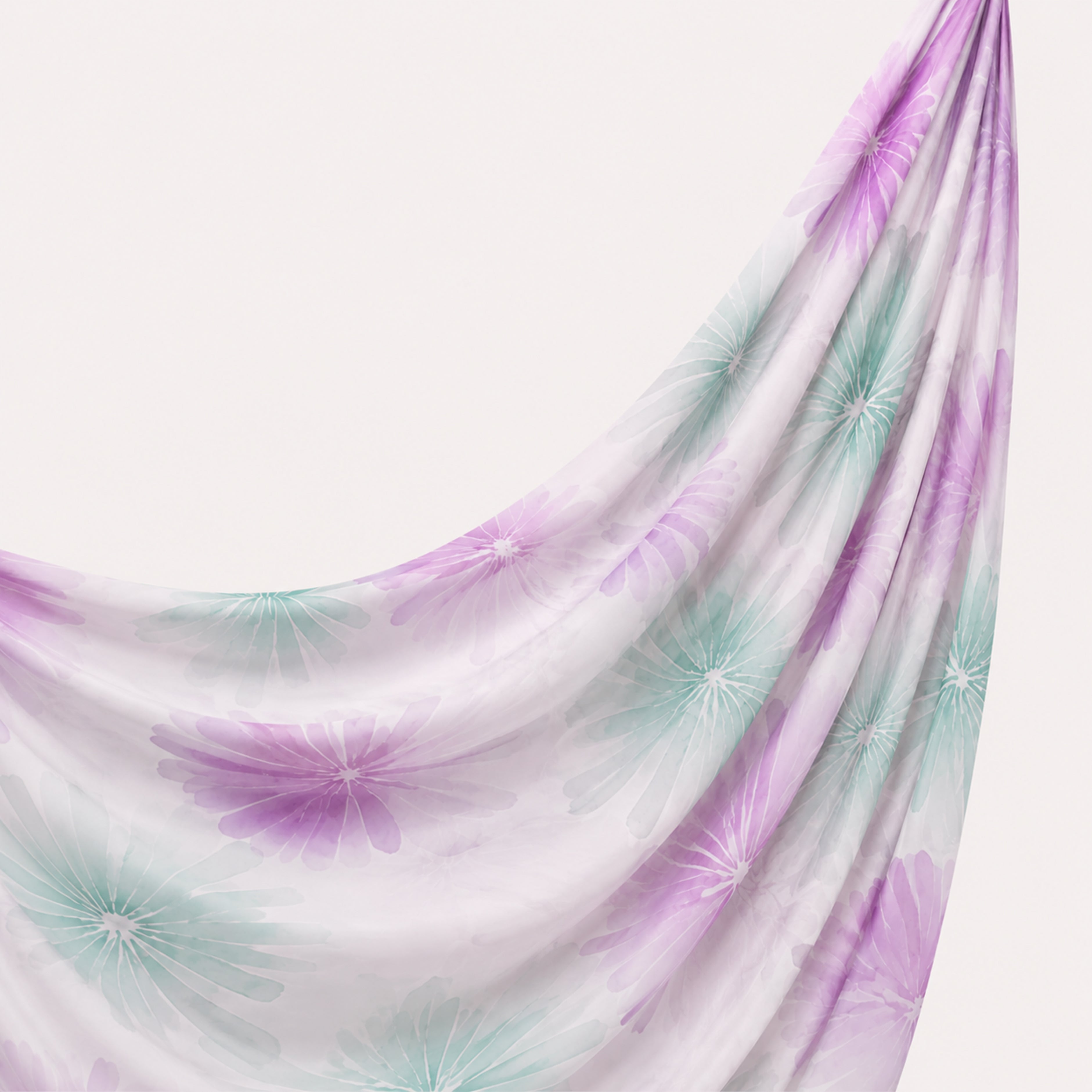 Printed Chiffon Hijab - Lavender Mint Bloom