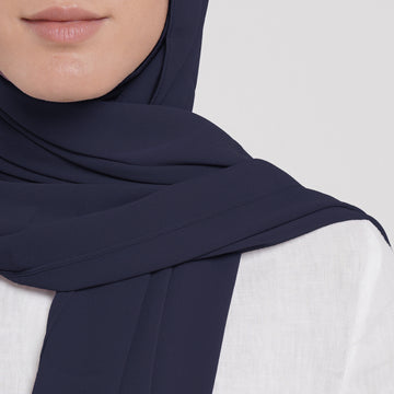 Emiratie Chiffon with Bonnet -Deep Navy