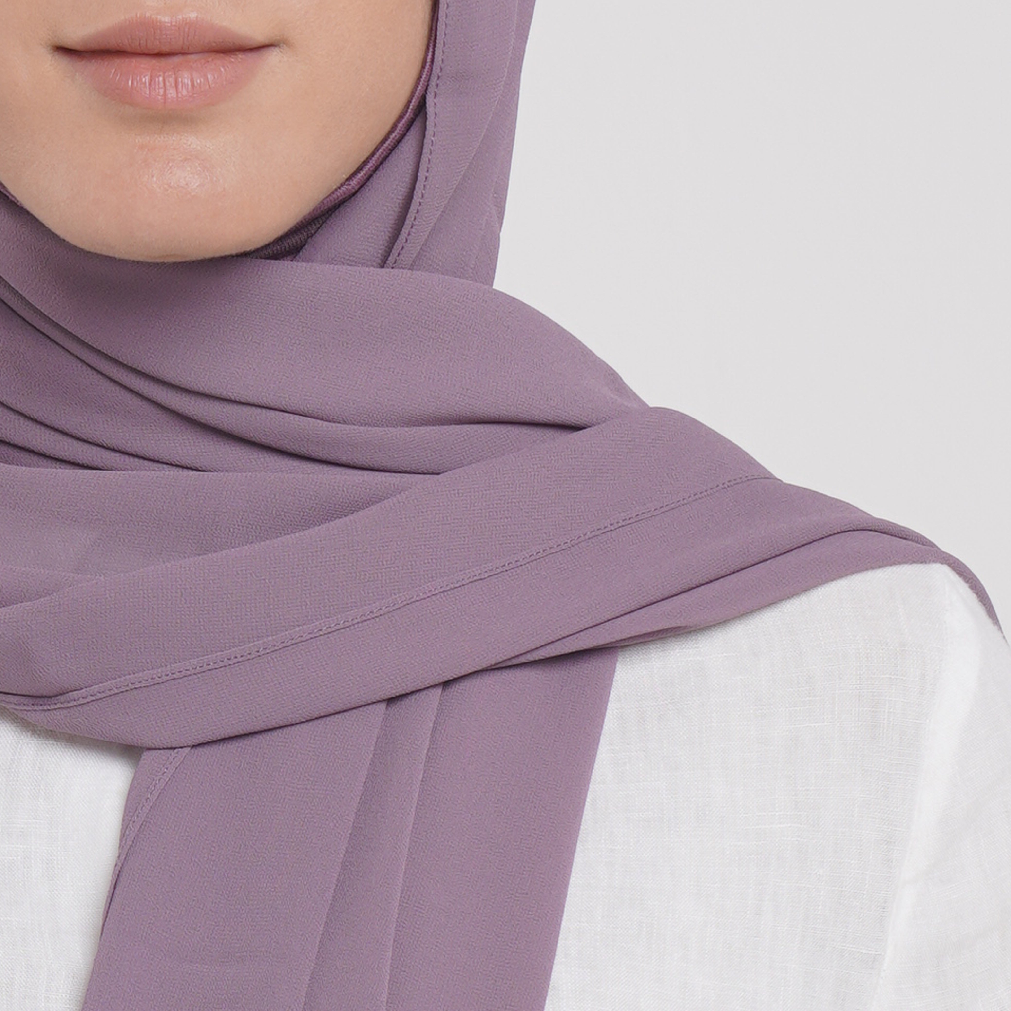 Emiratie Chiffon with Bonnet -Dusty Orchid