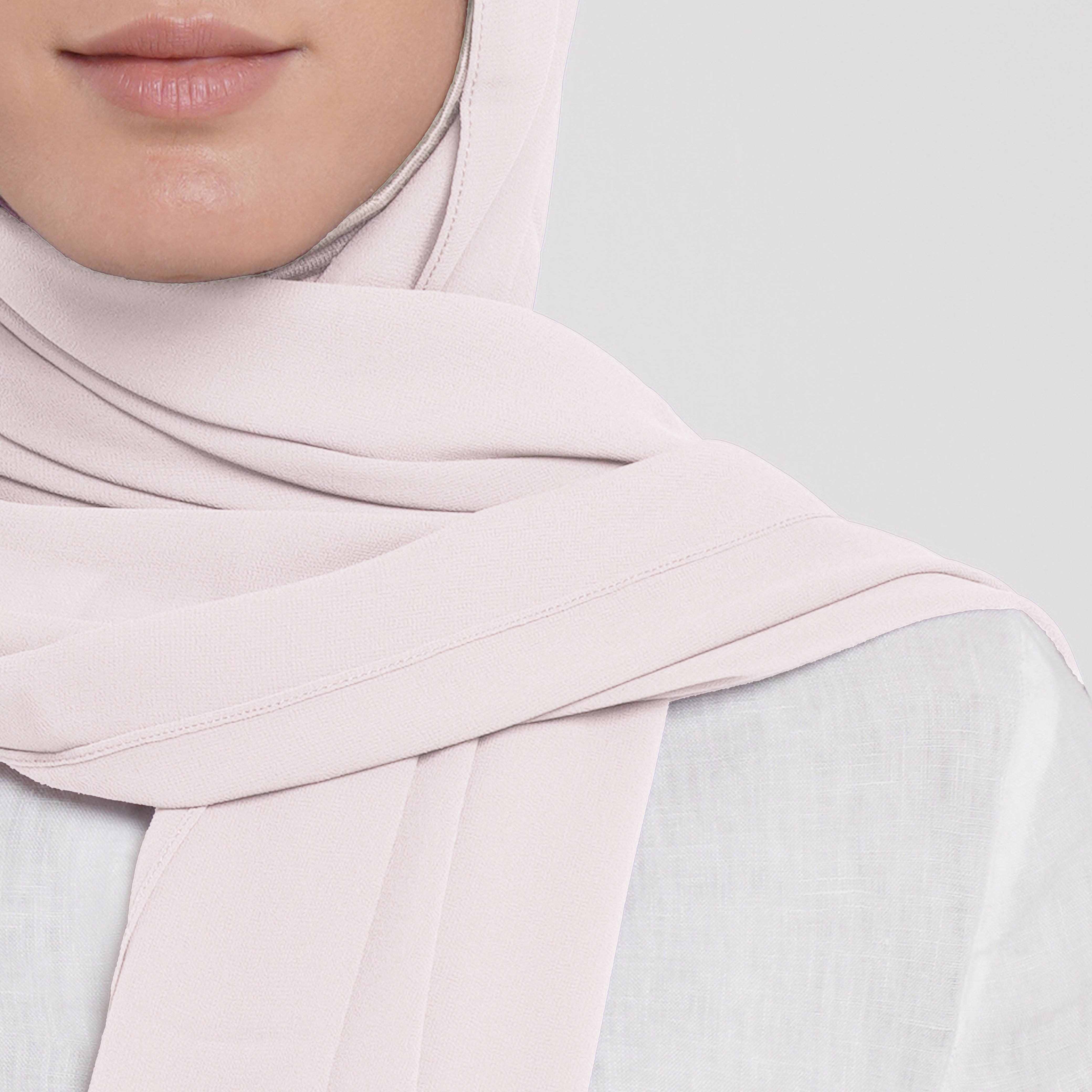 Emiratie Chiffon with Bonnet -Light Champagne Beige