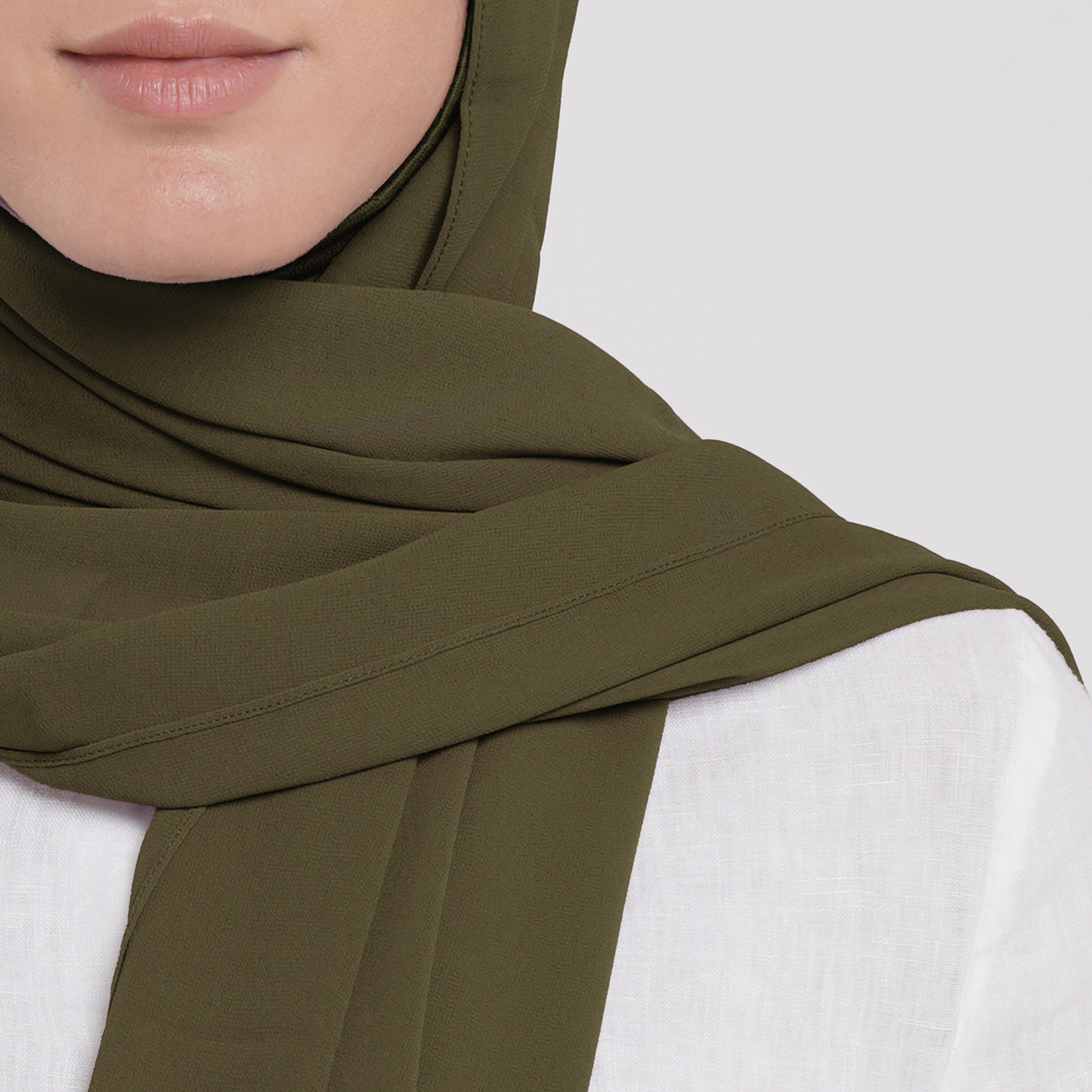 Emiratie Chiffon with Bonnet -Olive Brown