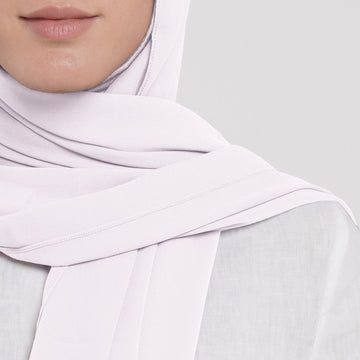 Emiratie Chiffon with Bonnet -Soft Pearl White