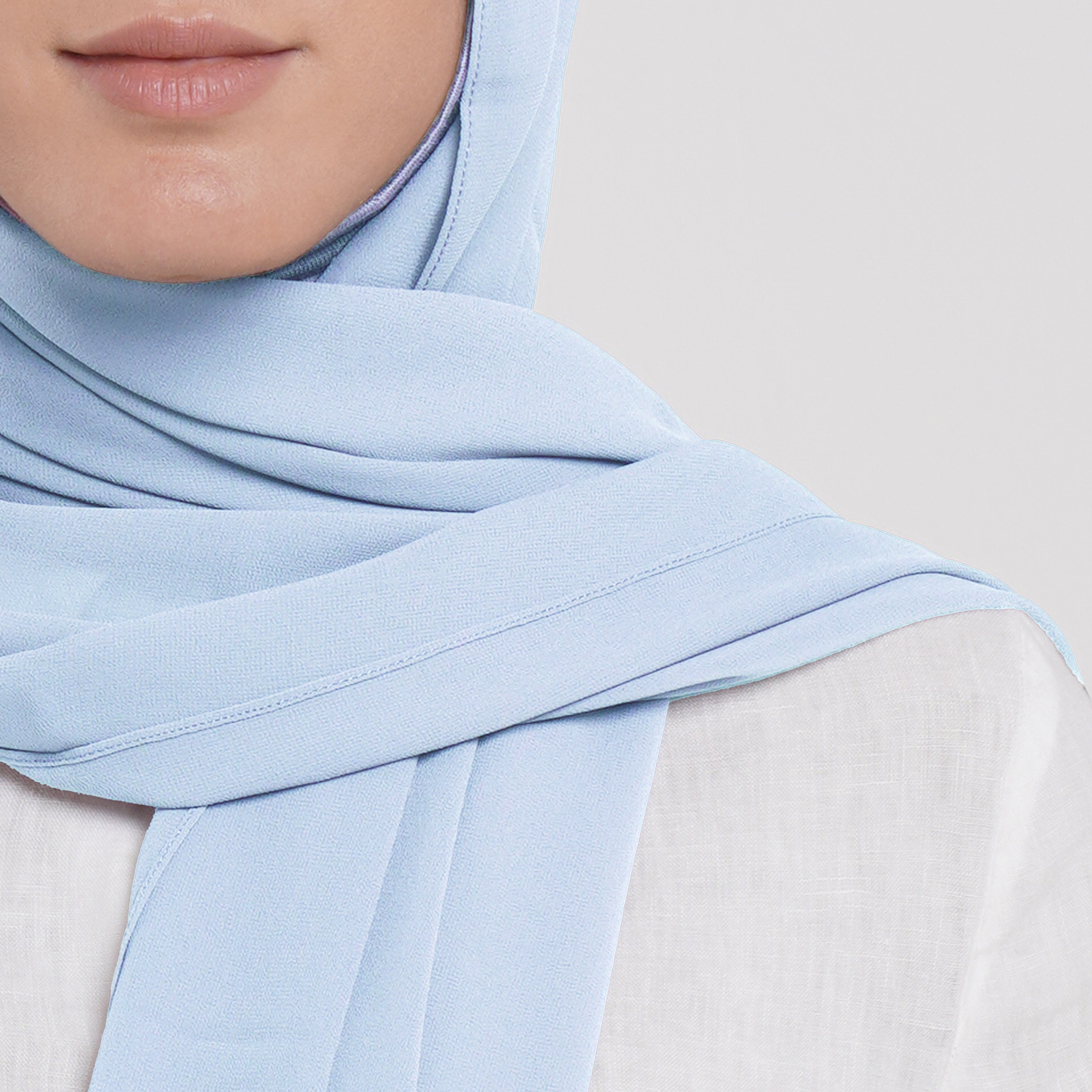 Emiratie Chiffon with Bonnet -Soft Sky Blue