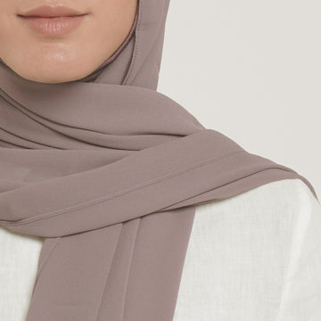 Emiratie Chiffon with Bonnet -Warm Taupe Beige