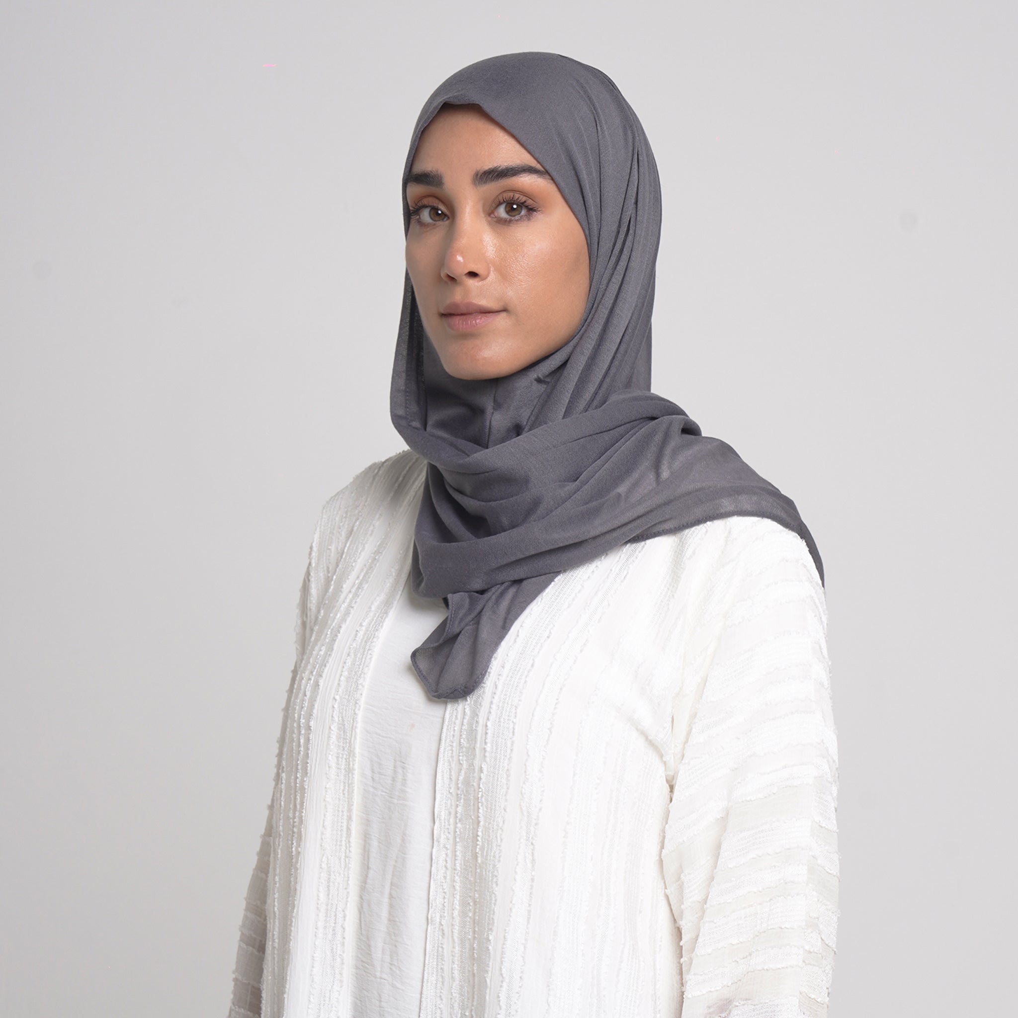 Turkish folded Hijab - Grey