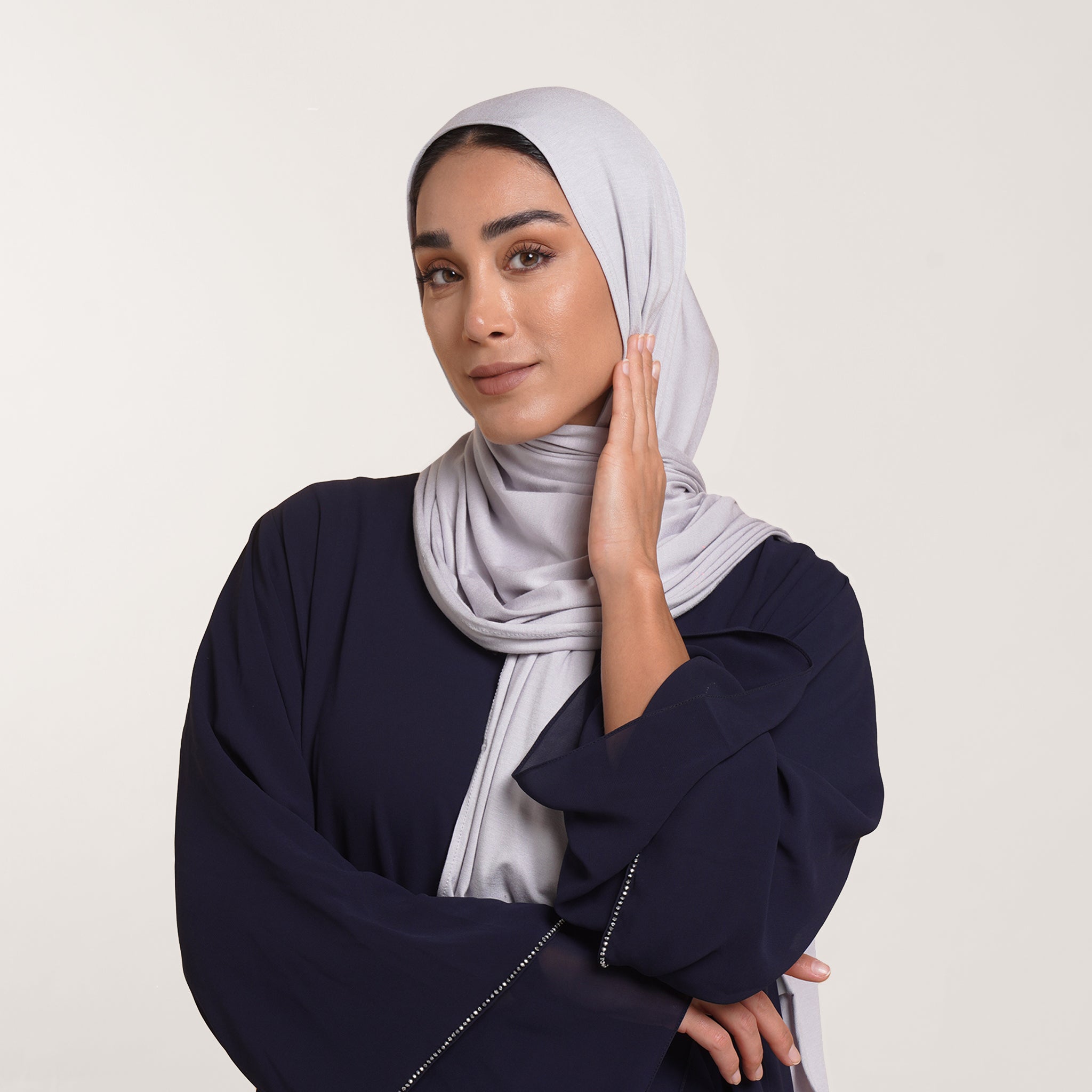 Premium Jersey Hijab - Soft Silver Grey