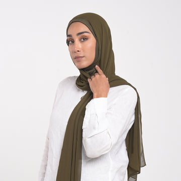Emiratie Chiffon with Bonnet -Olive Grove