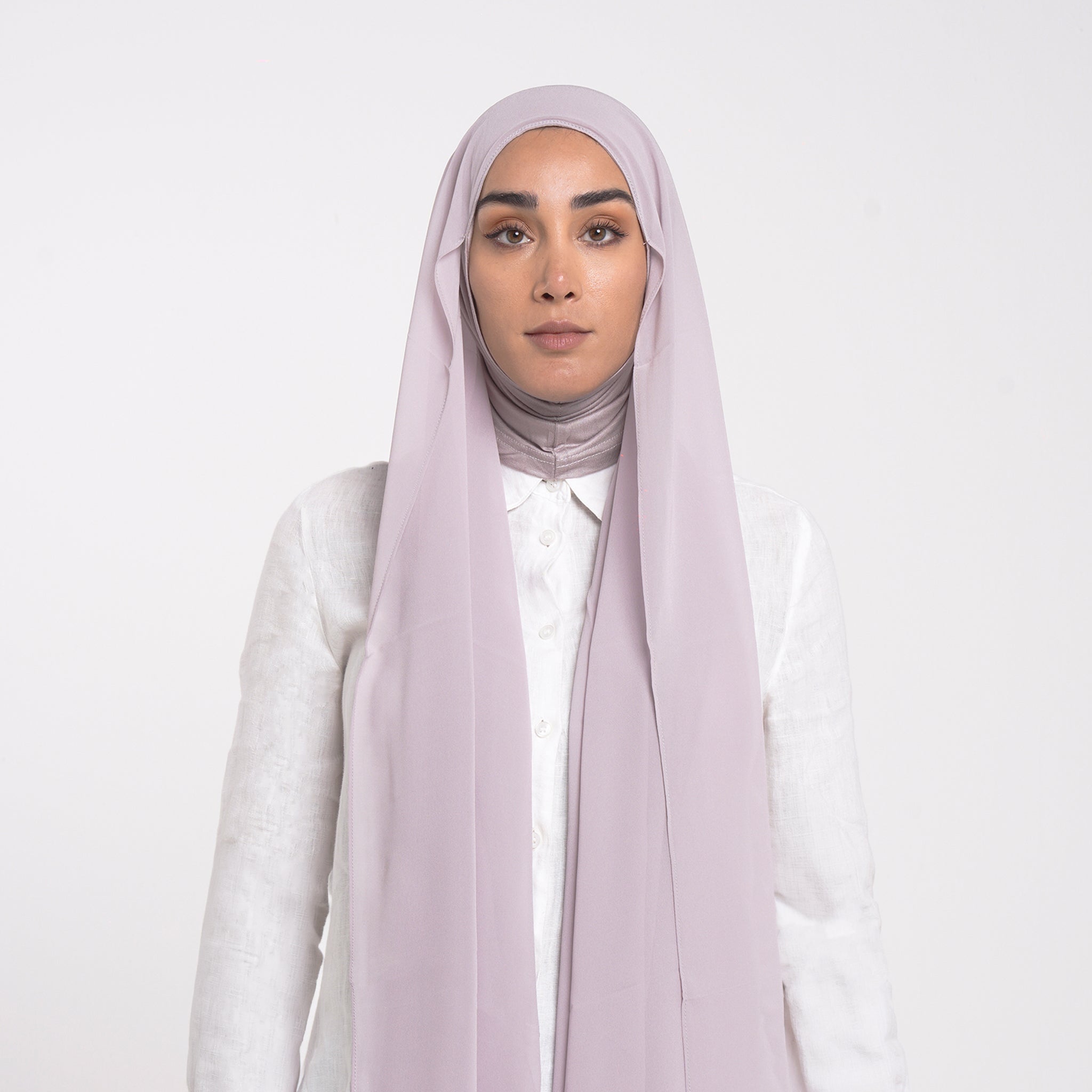 Emiratie Chiffon with Bonnet -Soft Dusty Lilac