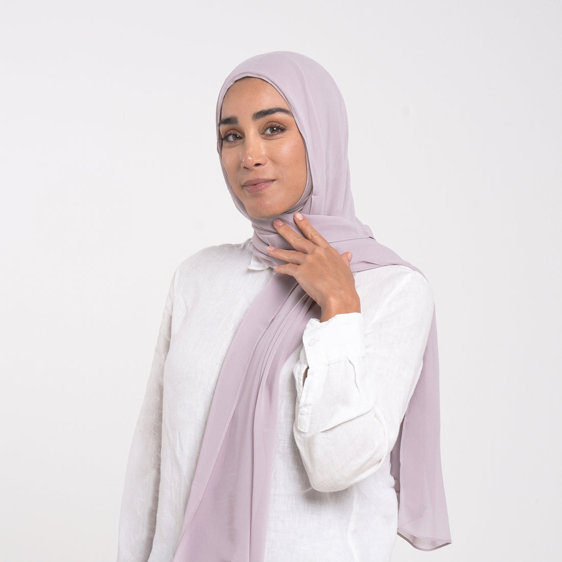 Emiratie Chiffon with Bonnet -Soft Dusty Lilac