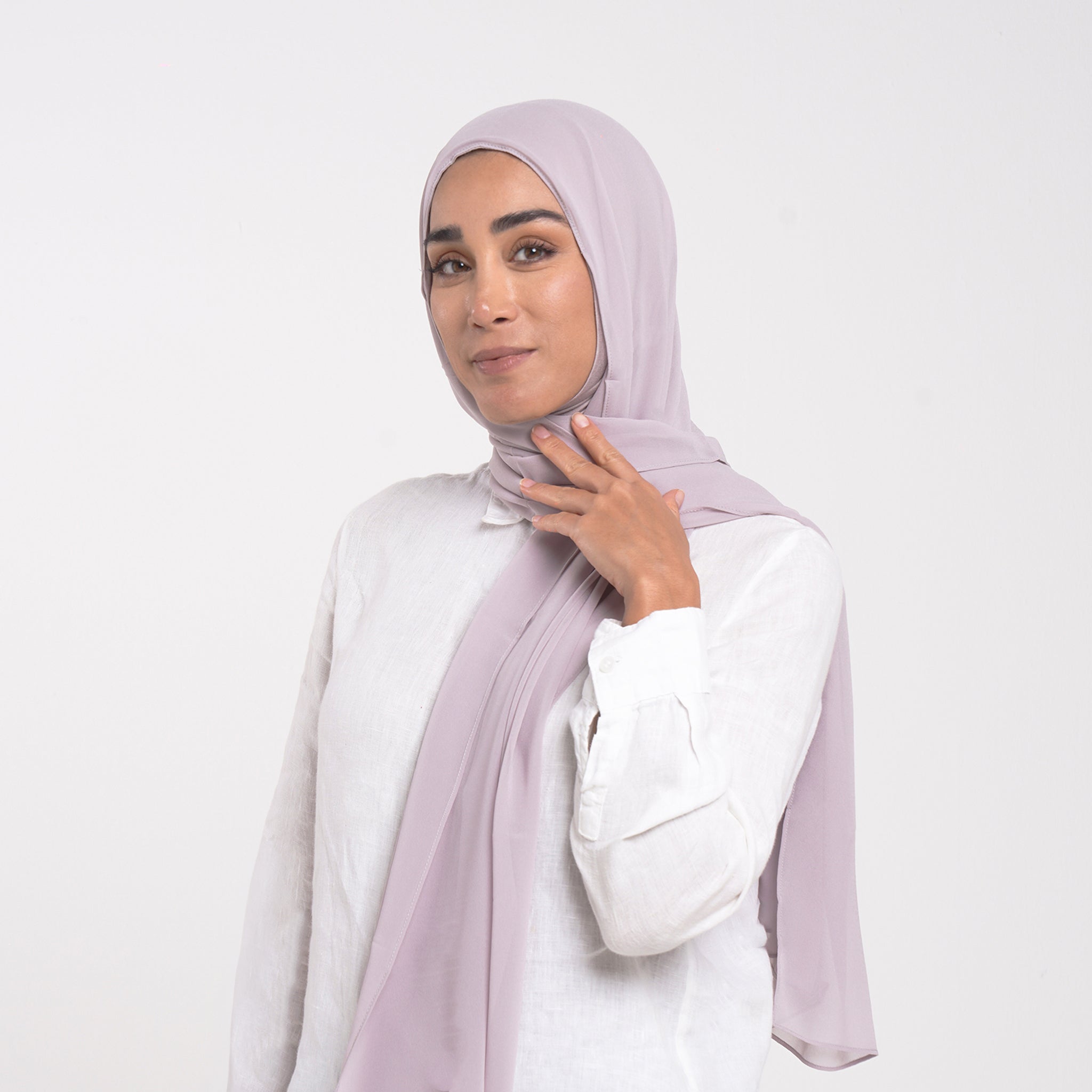 Emiratie Chiffon with Bonnet -Soft Dusty Lilac