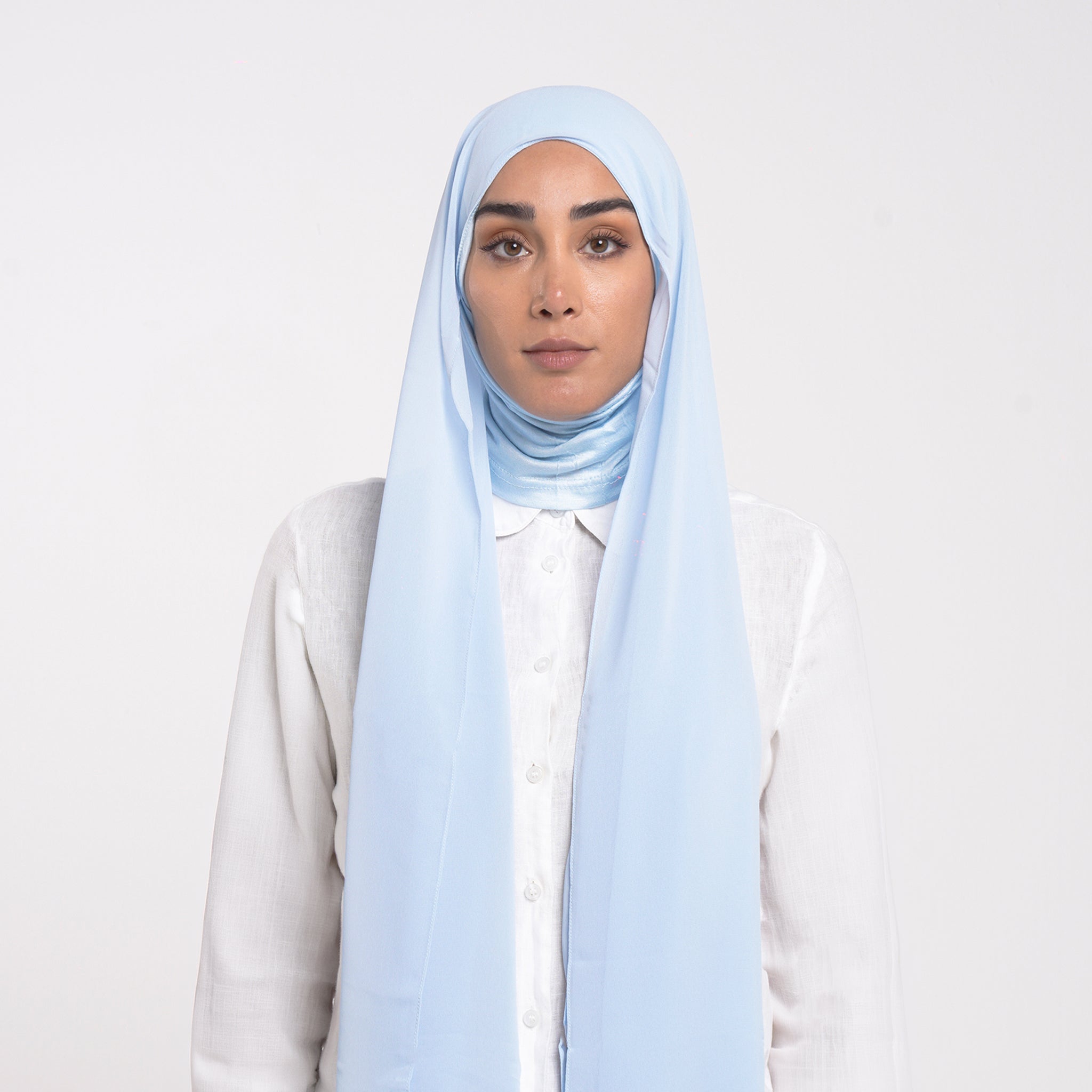Emiratie Chiffon with Bonnet -Soft Sky Blue