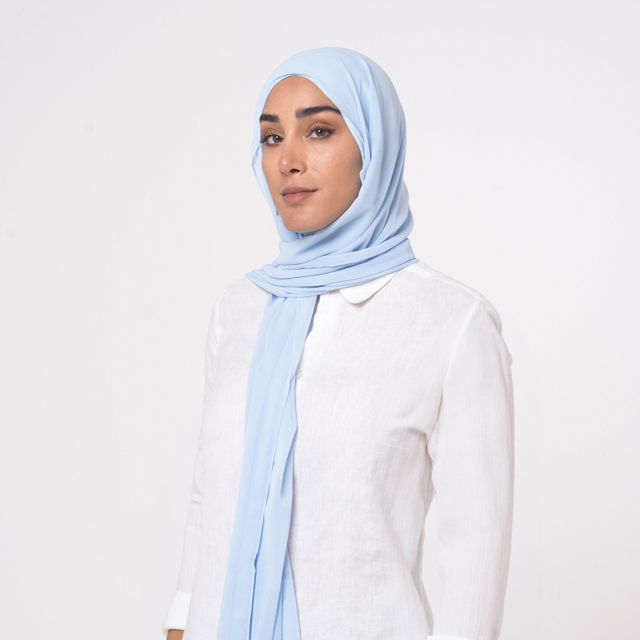 Emiratie Chiffon with Bonnet -Soft Sky Blue