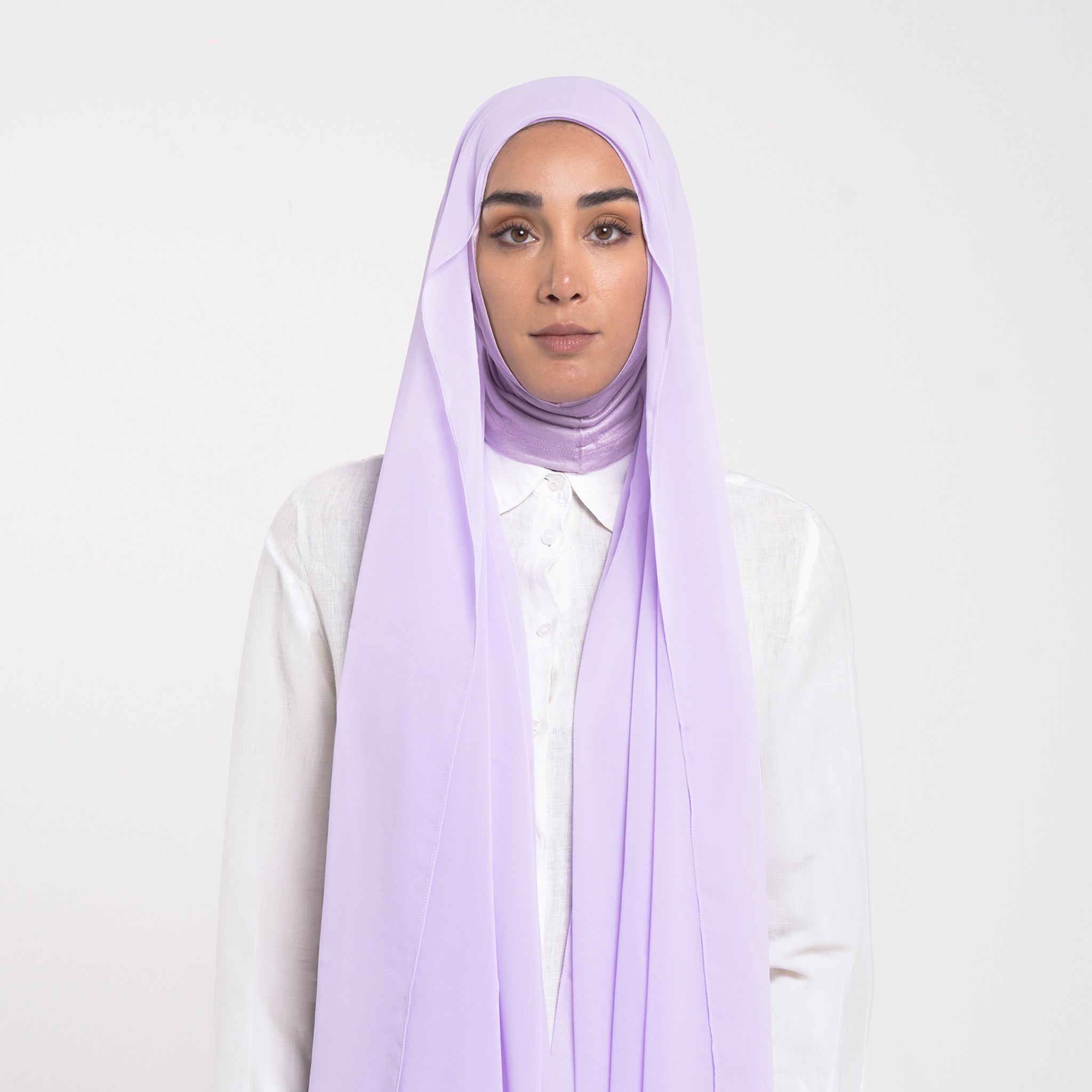 Emiratie Chiffon with Bonnet -Light Pastel Lavender