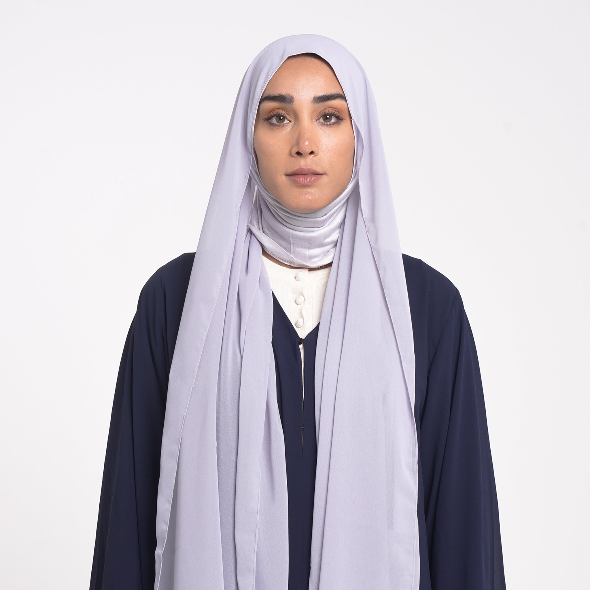 Emiratie Chiffon with Bonnet -Cool Mist Grey