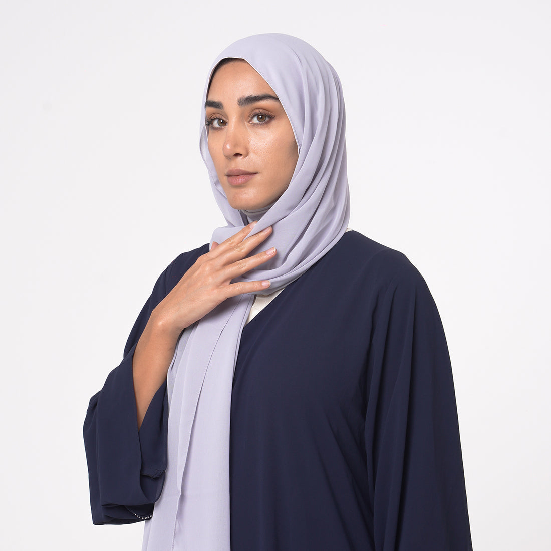 Emiratie Chiffon with Bonnet -Cool Mist Grey