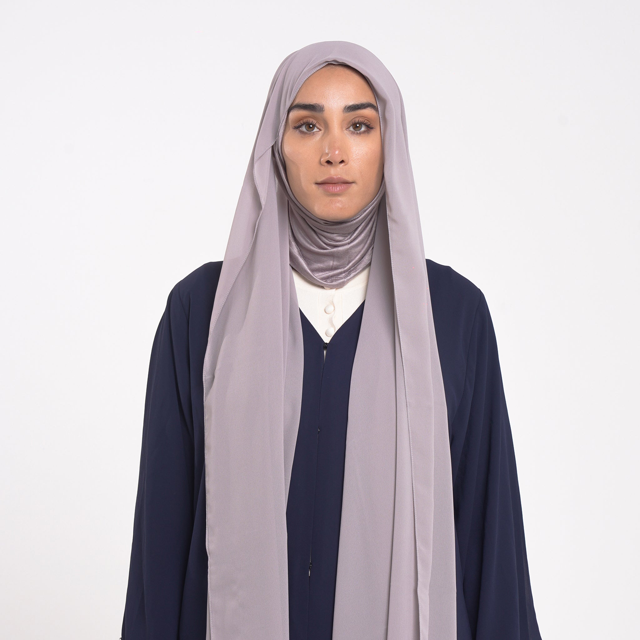 Emiratie Chiffon with Bonnet -Muted Taupe Rose
