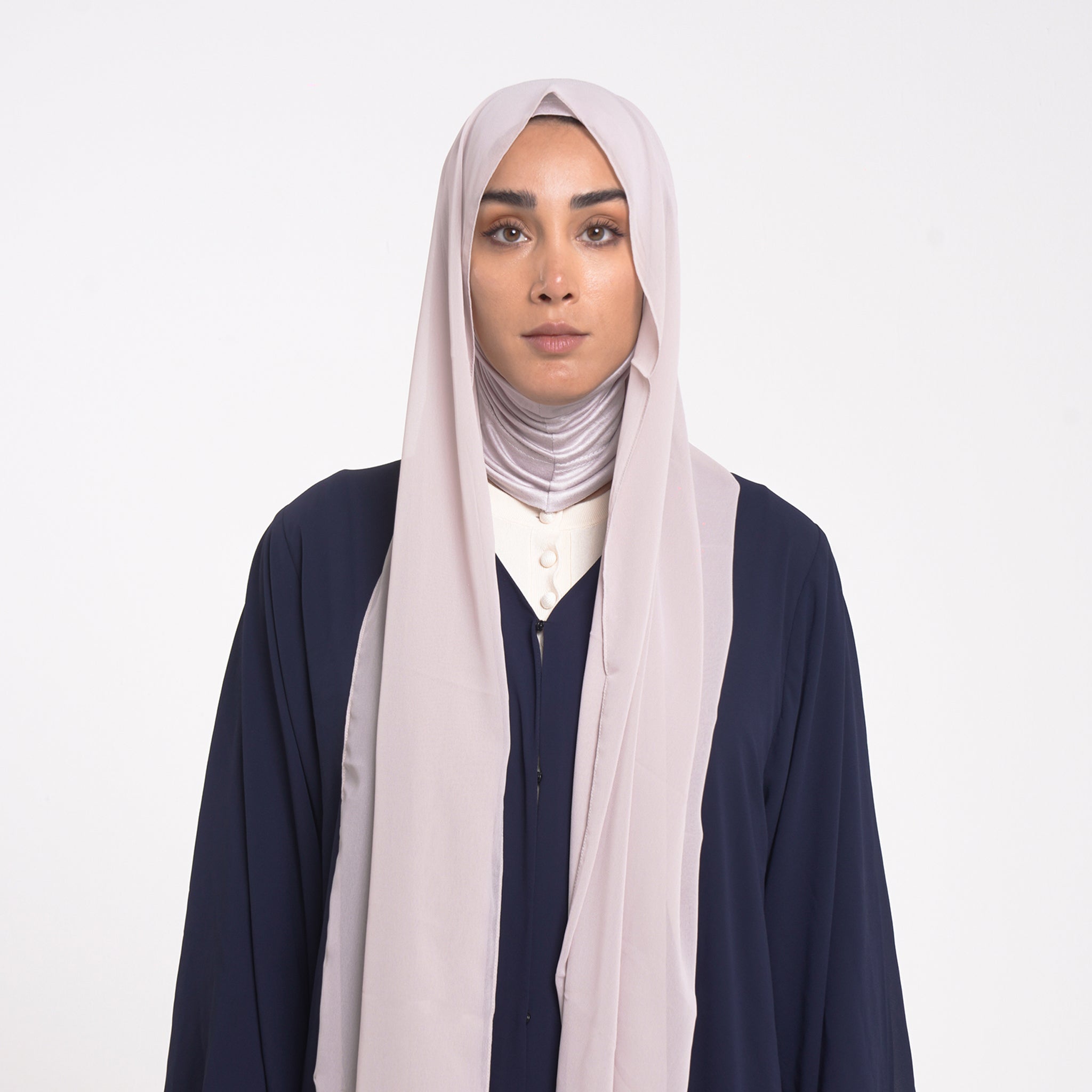Emiratie Chiffon with Bonnet -Soft Dusty Blush