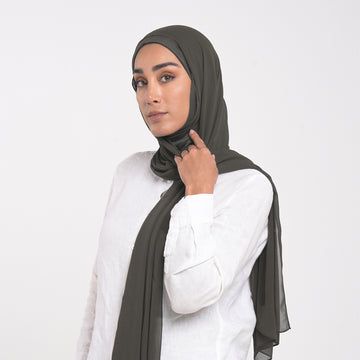 Emiratie Chiffon with Bonnet -Deep Olive