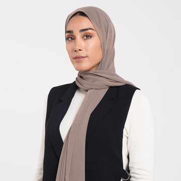 Korean Plain Chiffon Hijab - Soft Mocha Taupe