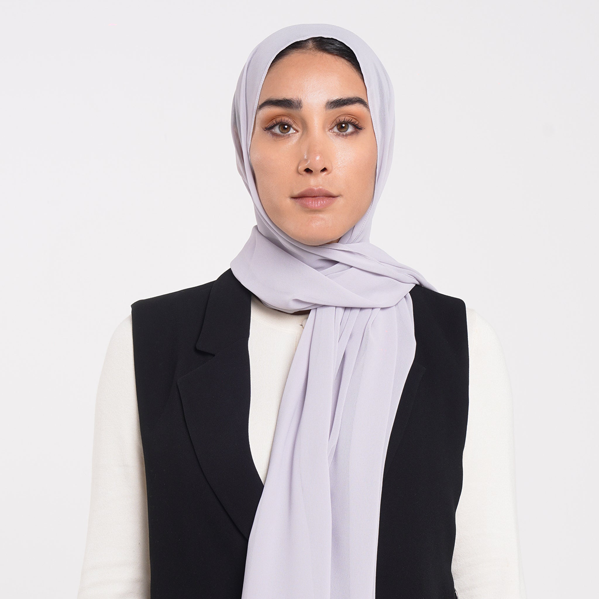 Korean Plain Chiffon Hijab - Cool Mist Grey