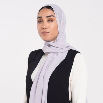 Korean Plain Chiffon Hijab - Cool Mist Grey