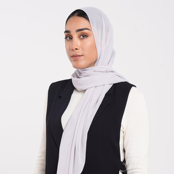 Korean Plain Chiffon Hijab - Soft Lilac Grey