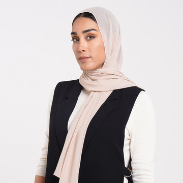 Korean Plain Chiffon Hijab - Soft Peach Beige