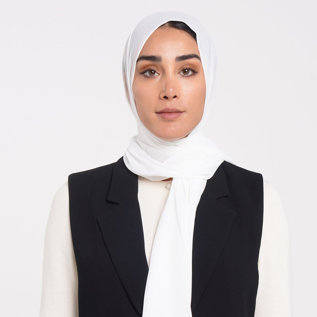 Korean Plain Chiffon Hijab - Pure Soft White