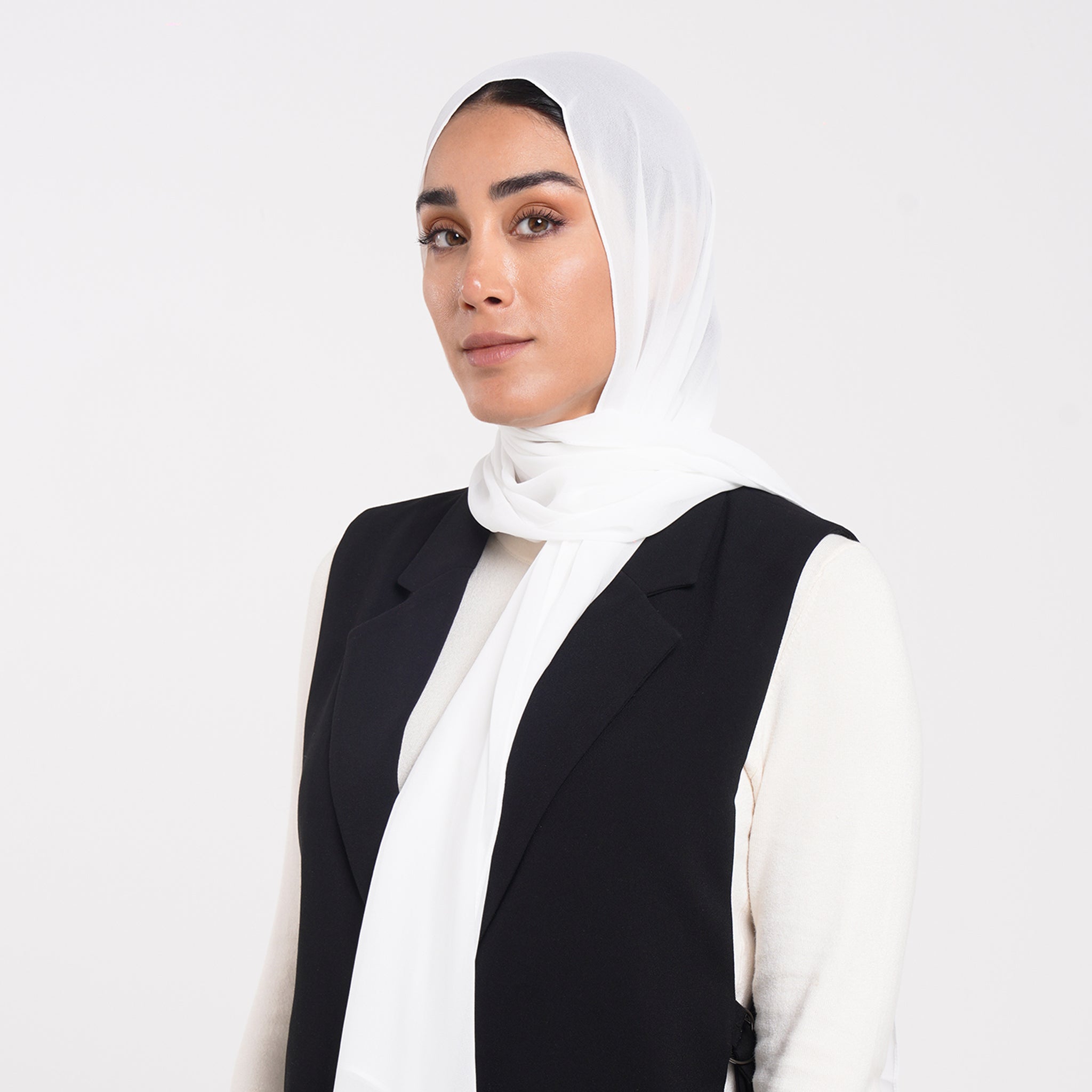 Korean Plain Chiffon Hijab - Pure Soft White