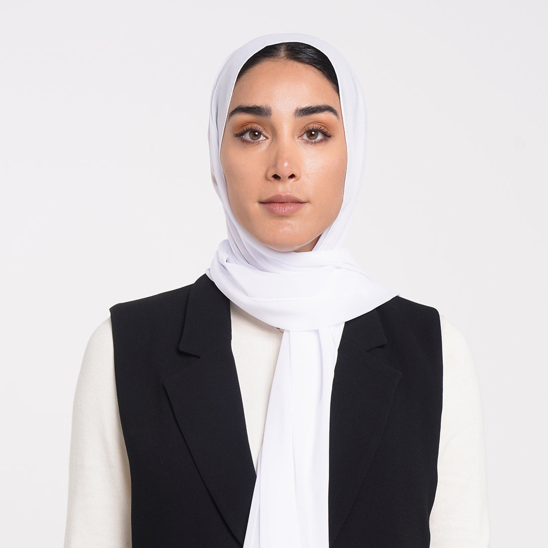 Korean Plain Chiffon Hijab - Cool Ice White