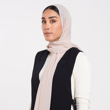 Korean Plain Chiffon Hijab - Blush Nude Beige