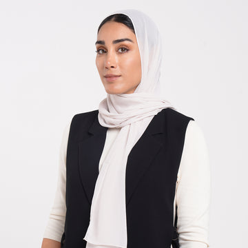 Korean Plain Chiffon Hijab - Pale Blush Ivory
