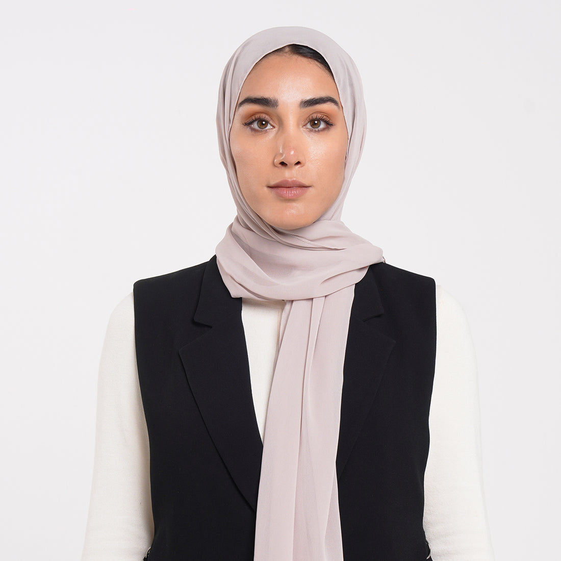 Korean Plain Chiffon Hijab - Soft Mauve Taupe