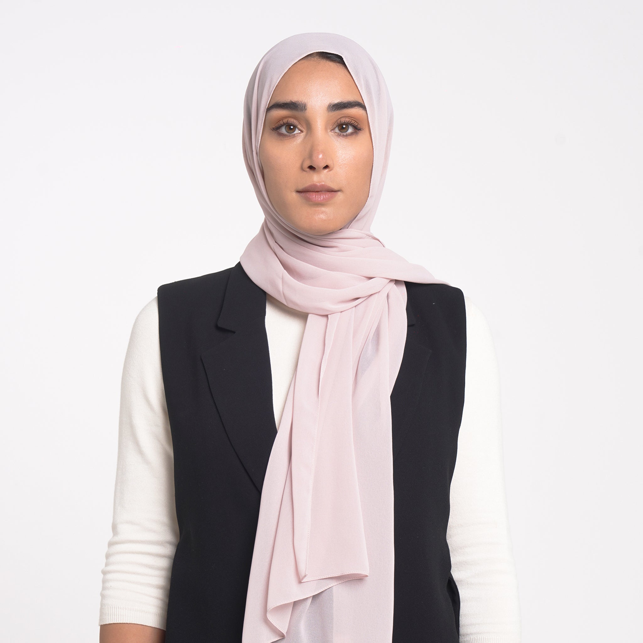 Korean Plain Chiffon Hijab - Soft Blush Pink