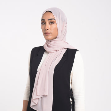 Korean Plain Chiffon Hijab - Soft Blush Pink