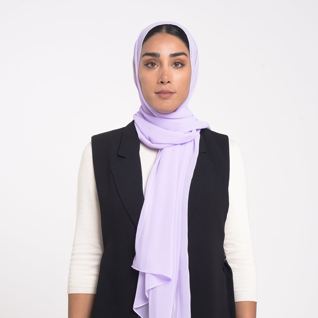 Korean Plain Chiffon Hijab - Soft Lavender Lilac