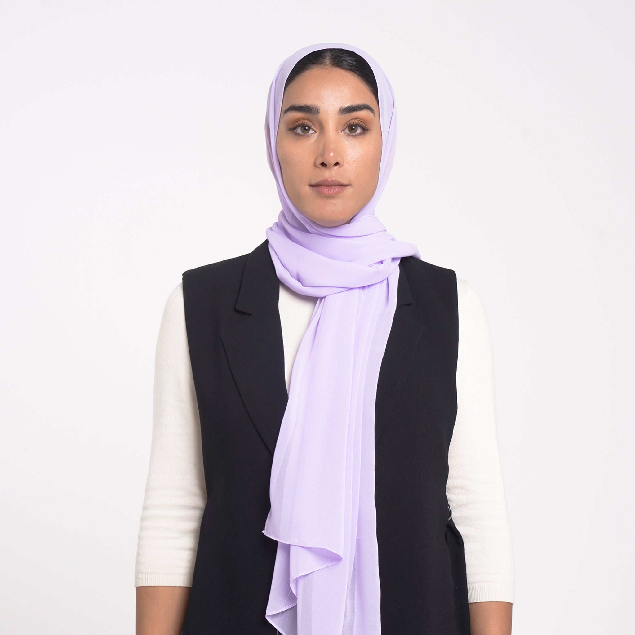 Korean Plain Chiffon Hijab - Soft Lavender Lilac